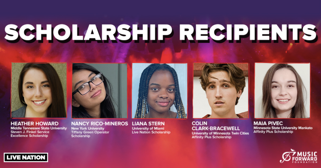 Maia Pivec shown among the five music industry students selected nationally for 2022 scholarships