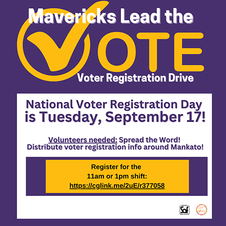 85 Student Volunteers Sought for Sept. 17 ‘Mavericks Lead the Vote’ Registration Day