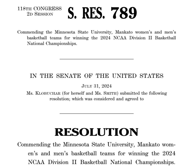 Congressional Joint Resolution Recognizes MSU Maverick Men’s & Women’s BB Nat’l Champions